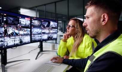 Corporate,Surveillance,Operator,Examines,Cctv,Security,Camera,Control,System,Footage